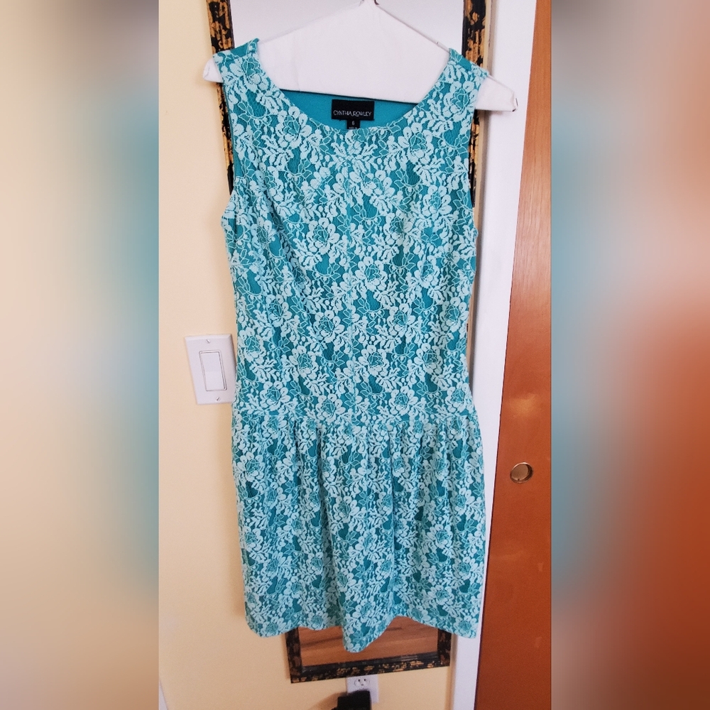 Chaps Women's Blue Lace Dress